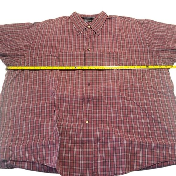 Nautica Cotton Plaid Short Sleeve Men's Button Down Size Extra Large - Picture 5 of 6